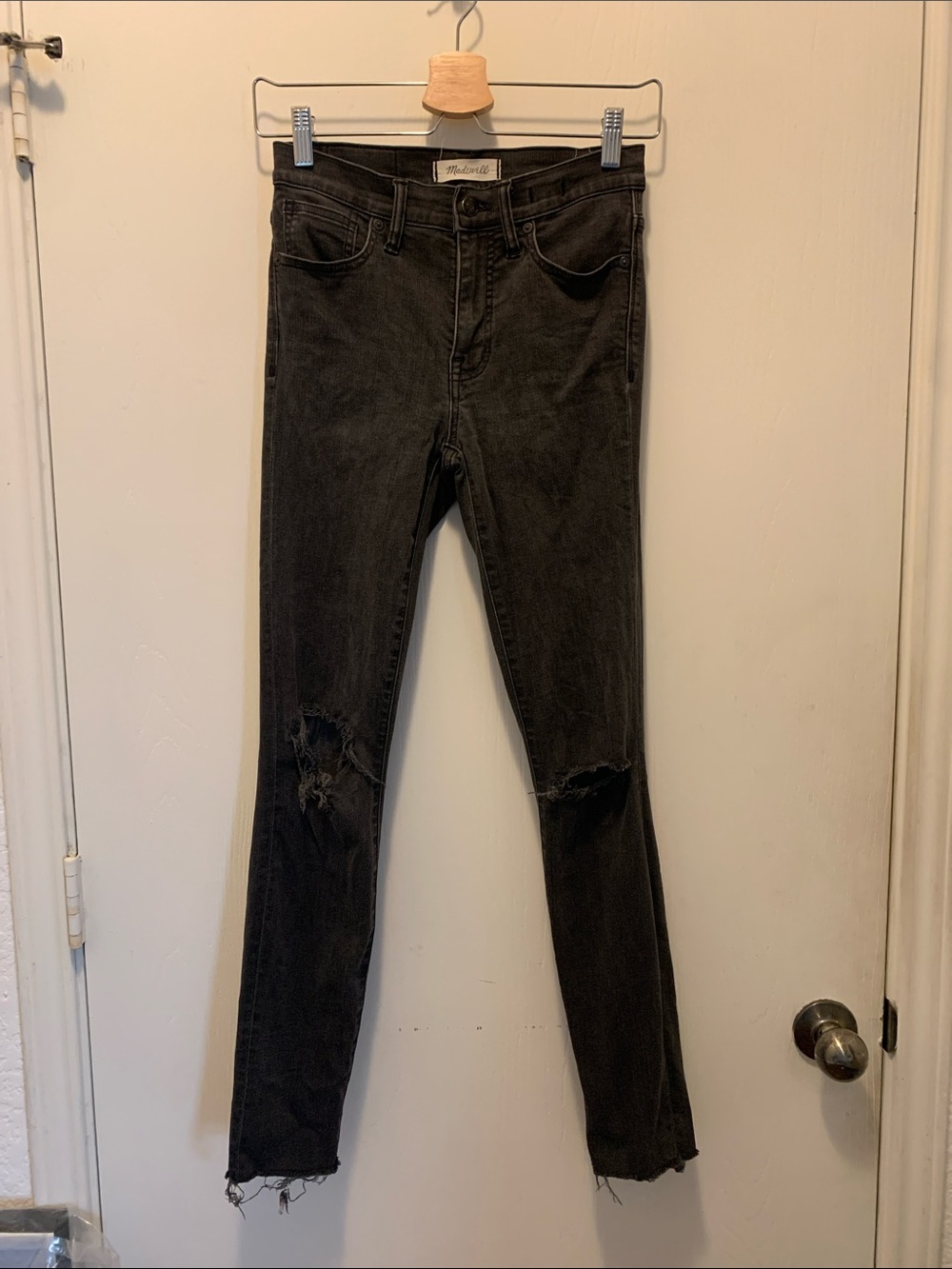 Madewell Black Distressed Skinny Jeans